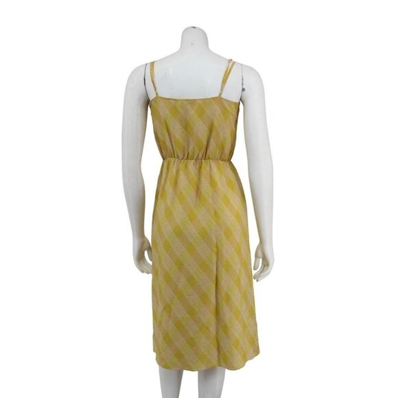Joie Abiah Yellow Striped Plaid Silk Chiffon Tie-Front Tank Sheath Dress Size XS - Picture 4 of 7